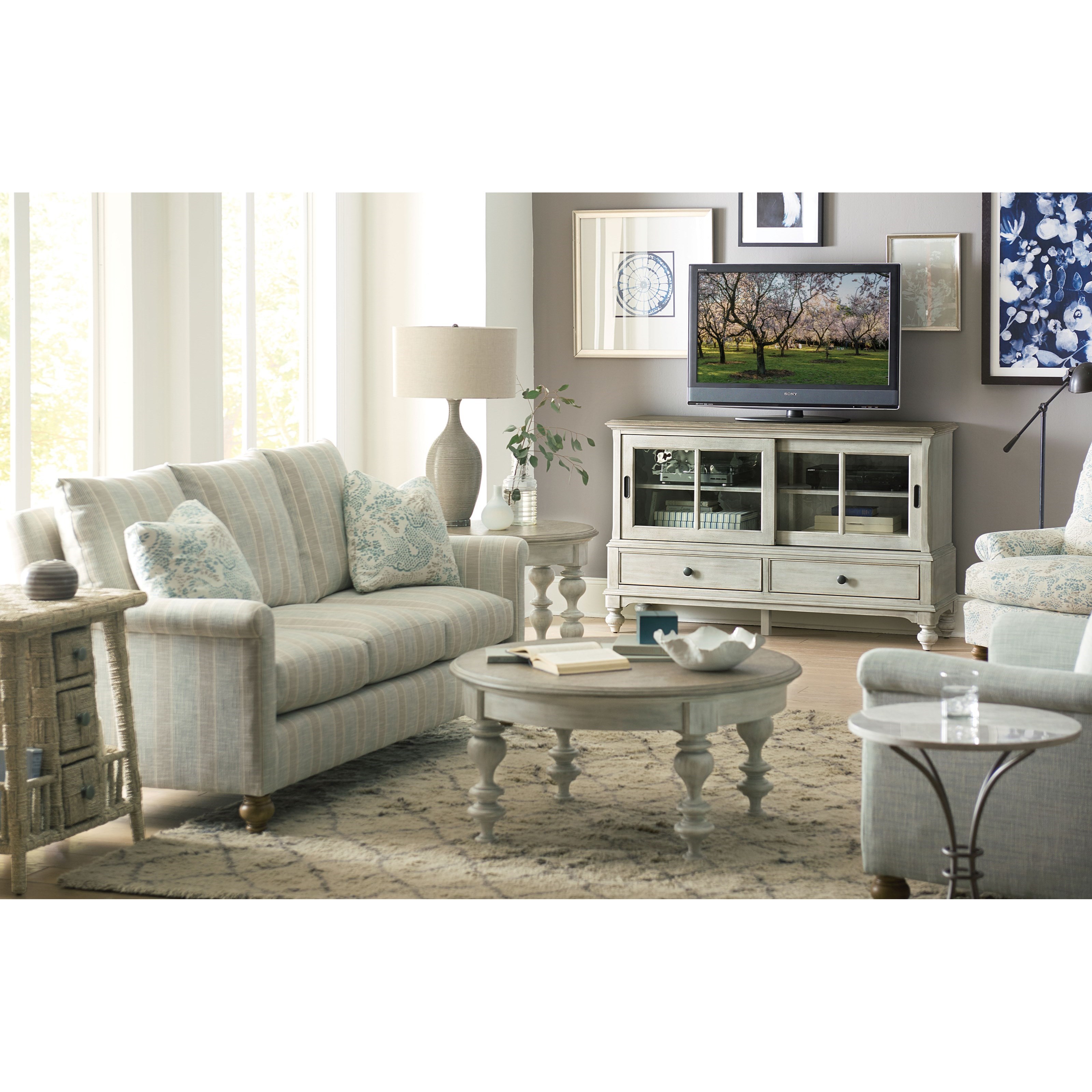American Drew Litchfield Dover Chair Side Table with Stone Top Sheely